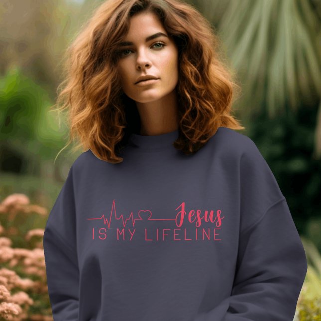 SWEATSHIRT JÉSUS EST MA LIFELINE (Créateur téléchargé)
