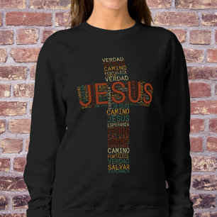Sweatshirt Jésus et la foi Croix Chrétienne Espagnol féminin