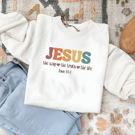 Sweatshirt Jésus La Voie La Vérité La Vie Col Cou de Femme