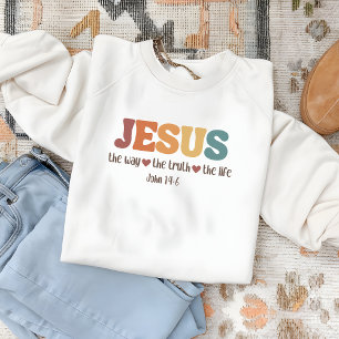 Sweatshirt Jésus La Voie La Vérité La Vie Col Cou de Femme