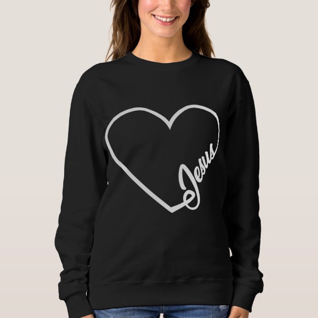 Sweatshirt Jésus Letters En Heart Christian Religion Jésus Lo (Devant)
