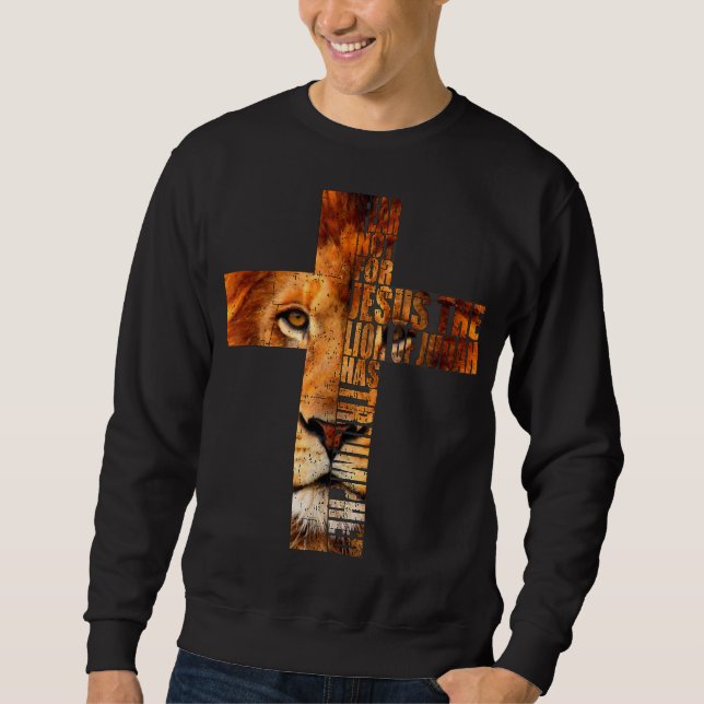 Sweatshirt Jésus Religieux Chrétien Le Lion De Juda Croix (Devant)