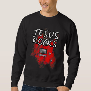 Sweatshirt Jesus Rocks Guitare Electrique Guitariste Christia