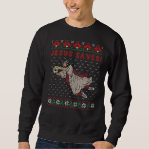 Sweatshirt Jésus Saves Soccer But Keeper Gros Noël Swea