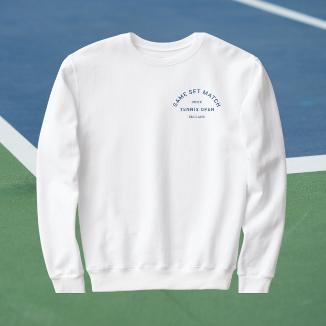 Sweatshirt Jeu Match Blue Crest Mens Tennis Blanc (Créateur téléchargé)