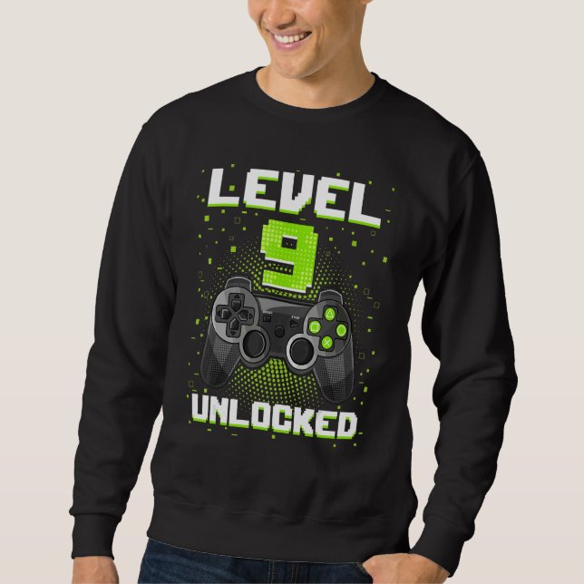 Sweatshirt Jeu vidéo 9e Anniversaire Jeu garçon niveau 9 Déve (Devant)