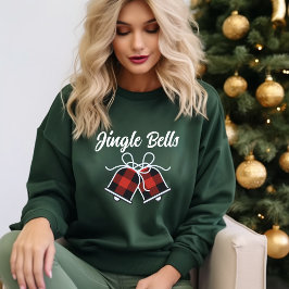 Sweatshirt Jingle Bells & Buffalo Plaid Christmas Bell Modern