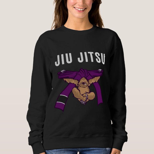 Sweatshirt Jiu Jitsu Bjj Sloth Jiu Jitsu Ceinture Violette Av (Devant)