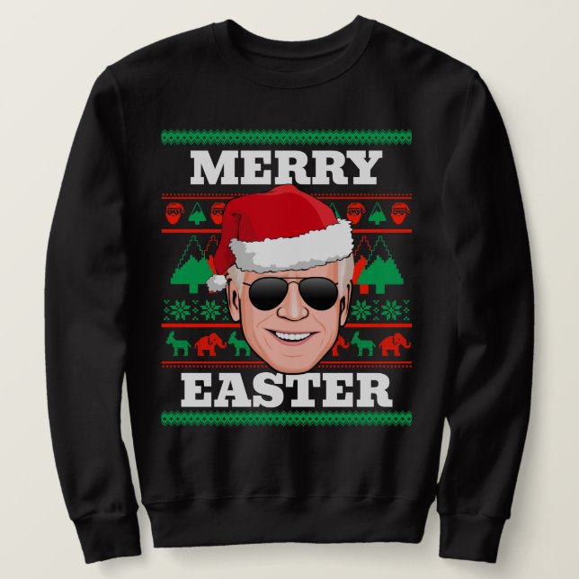 Sweatshirt Joe Biden Vilain Chandail de Noël Joyeux Pâques (Design devant)