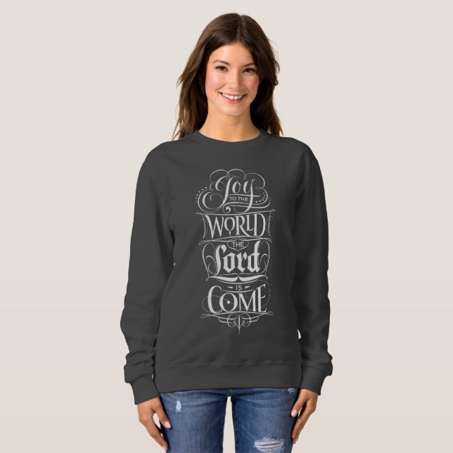 Sweatshirt Joie au monde Calligraphie de Noël religieuse (Devant entier)
