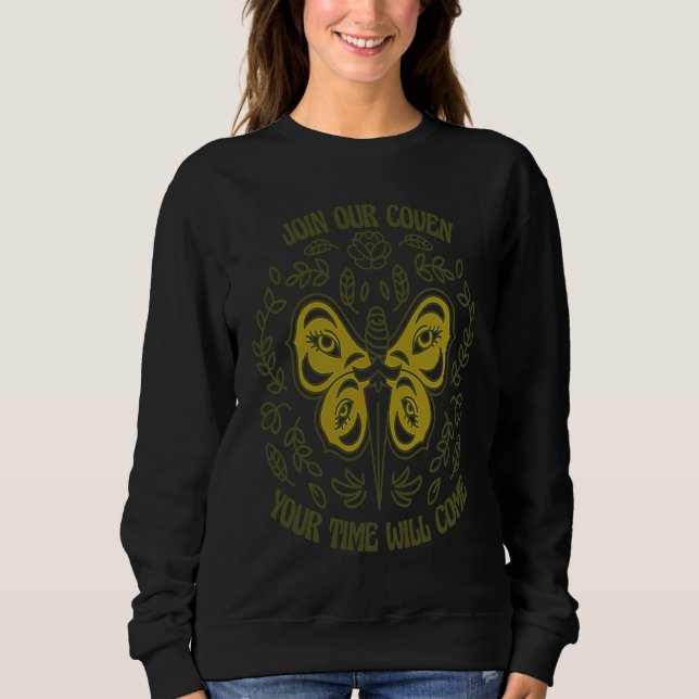 Sweatshirt Join Our Coven Wiccan Wicca Pagan Witch Retro Moth (Devant)