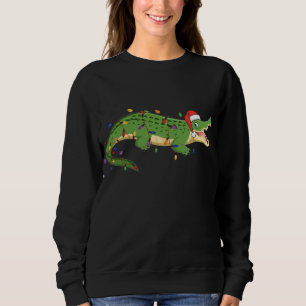 Sweatshirt Joli Alligator Avec Père Noël Casquette Feux de No