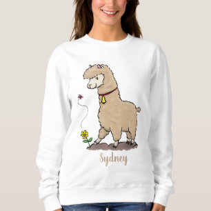 Sweatshirt Joli alpaga joyeux avec dessin animé de papillon