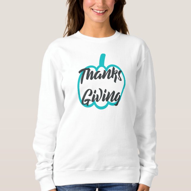 Sweatshirt Joli Bon thanksgiving texte avec Citrouille mignon (Devant)