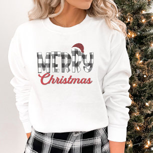 Sweatshirt Joli Buffle noir et blanc Plaid Joyeux Noël