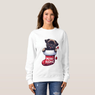 Sweatshirt Joli Carlin de Noël "Joyeux Pugmas"