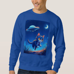 Sweatshirt Joli Chat Chassé par un OVNI