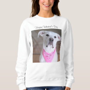 Sweatshirt Joli Chien Chiot Blanc Avec Écharpe Rose Joli