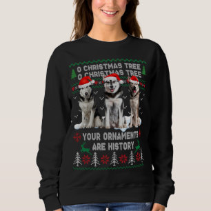 Sweatshirt Joli Chien Sibérien Husky Oh Arbre de Noël Moche X