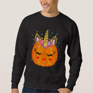 Sweatshirt Joli Citrouille Licorne Halloween Thanksgiving Enf
