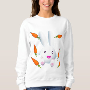 Sweatshirt Joli lapin blanc et carottes