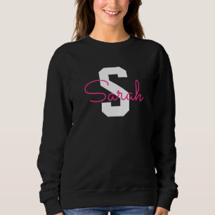 Sweatshirt Joli nom et monogramme Noir Blanc et Rose