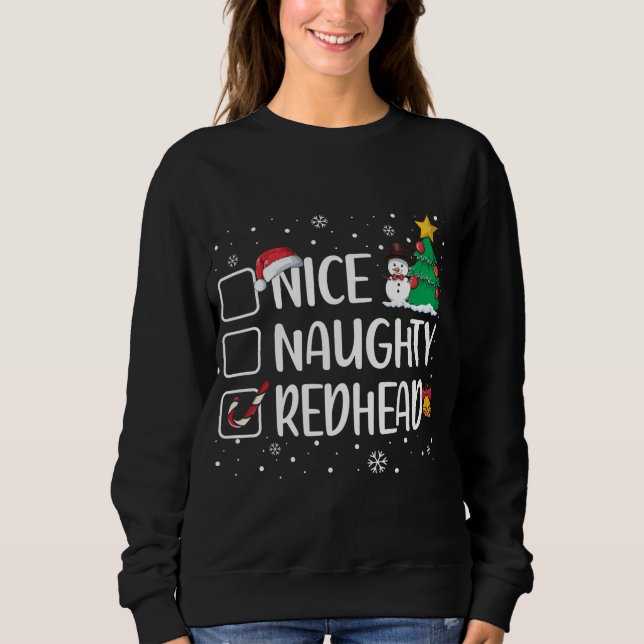 Sweatshirt Joli ou coquin rousse drôle Pajama de Noël Xma (Devant)