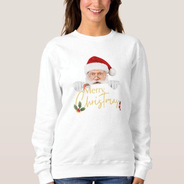 Sweatshirt Joli Père Noël Joyeux Noël Blanche Dame (Devant)