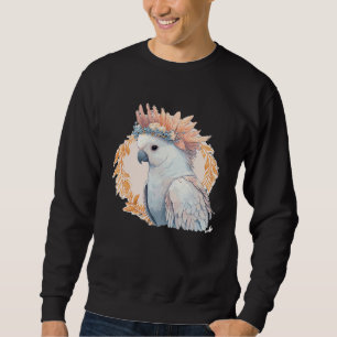 Sweatshirt Joli perroquet cacatoès oiseau couronne de fleurs