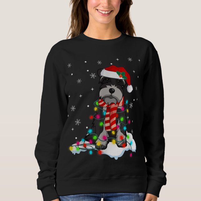 Sweatshirt Joli Schnauzer Feux de Noël avec le Chien de Santa (Devant)