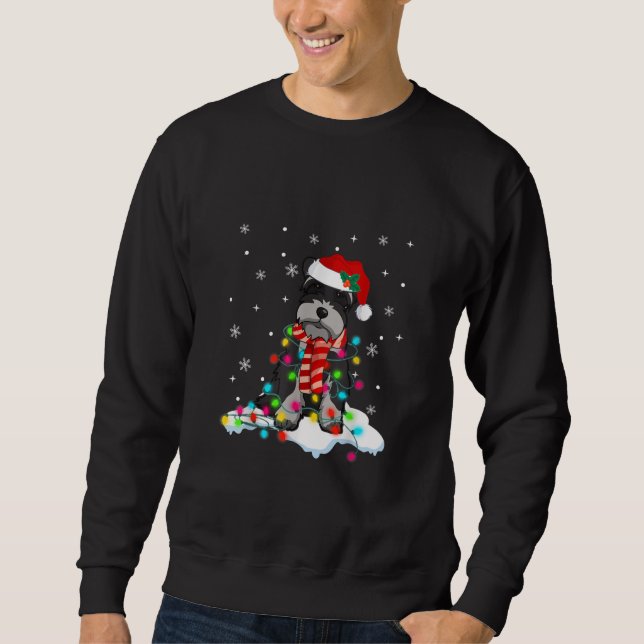 Sweatshirt Joli Schnauzer Feux de Noël avec Santa Hat (Devant)
