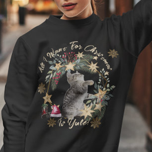 Sweatshirt Joli Script moderne Chat Aquarelle Femme Noël