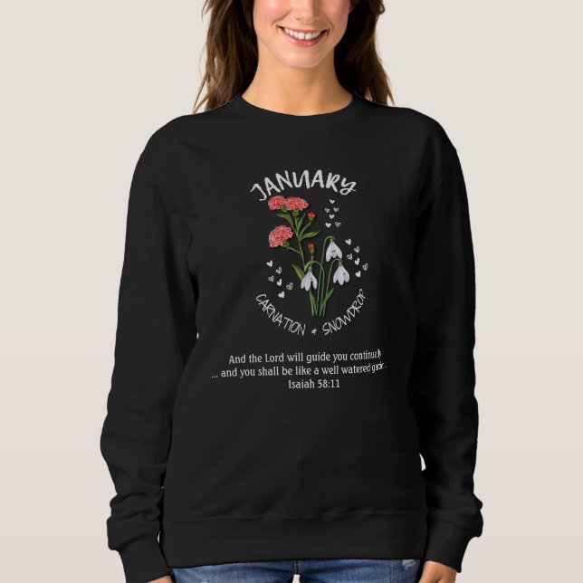 Sweatshirt Jolie Fleur du mois de naissance JANVIER Christian (Devant)