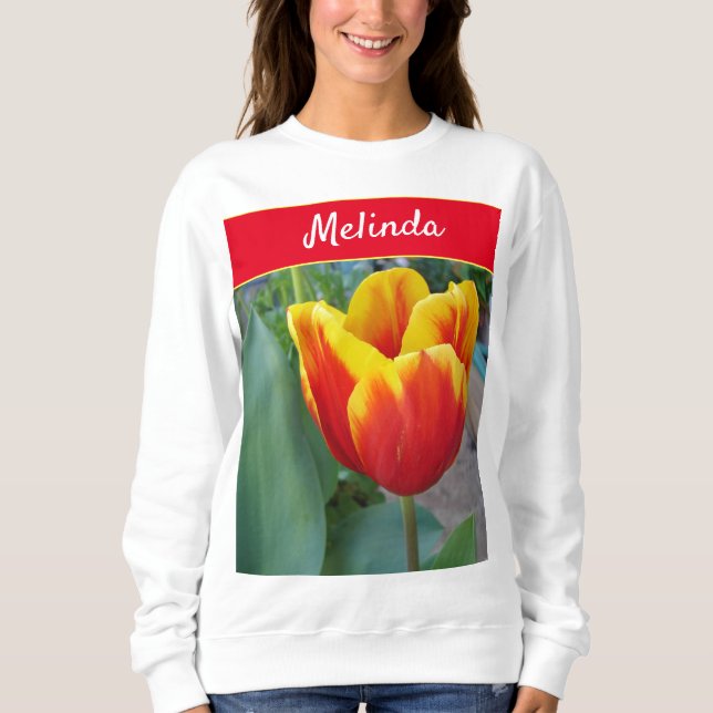 Sweatshirt Jolie florale Pastel Tulip Red Womans (Devant)