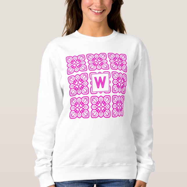 Sweatshirt Jolie Girlie Hot Rose Lace Monogramme (Devant)