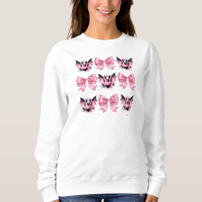 Sweatshirt Jolie Halloween Pink Bows & Bats Coquette (Devant)