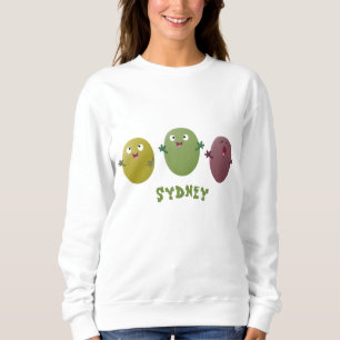 Sweatshirt Jolie olives joyeux chantant dessin animé