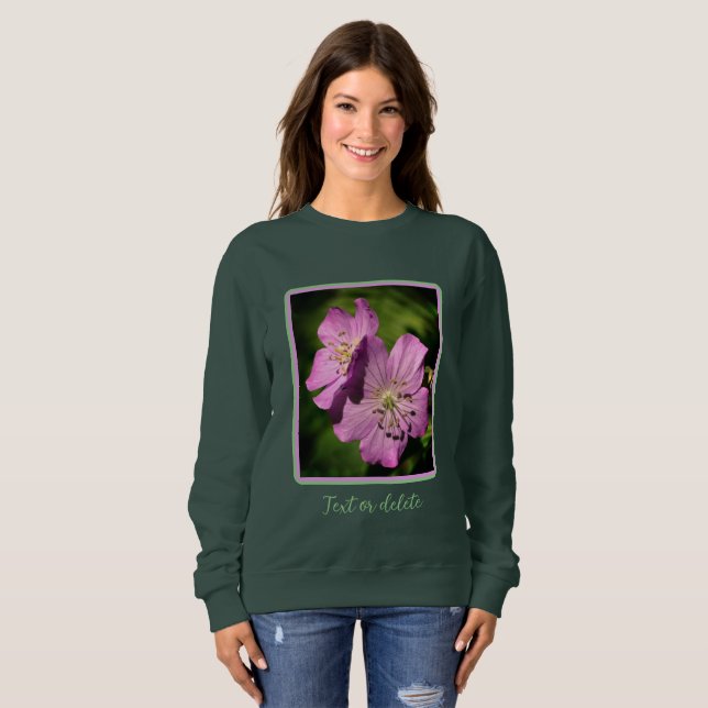 Sweatshirt Jolie paire de fleurs de géranium violet personnal (Devant entier)