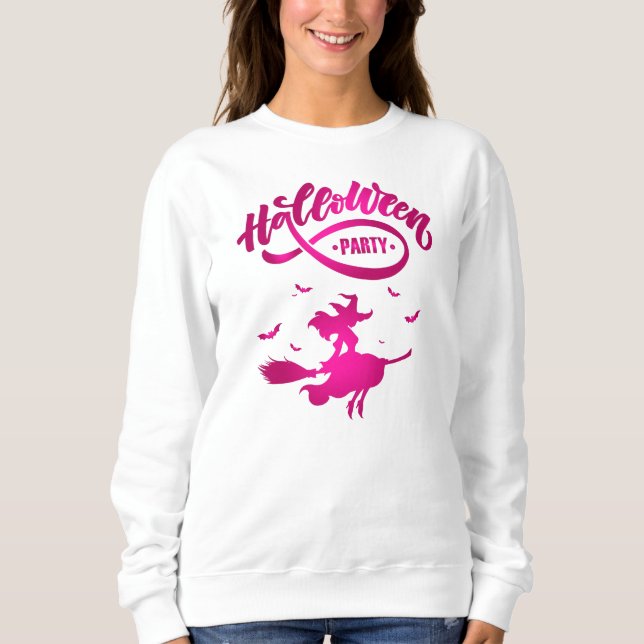 Sweatshirt Jolie Sorcière Volant Broom Halloween heureux (Devant)