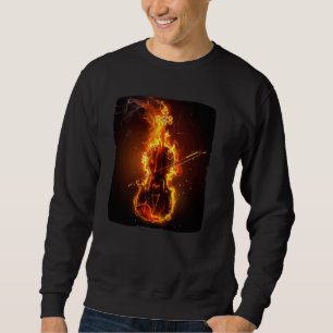 Sweatshirt Jolie tenue violon brûlante avec feu pour musique
