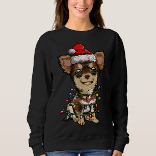 Sweatshirt Jote Chihuahua Père Noël Feux de Noël Joyeux Noël