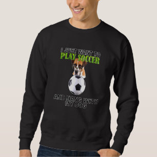 Sweatshirt Jouer Soccer Hang W Chien Boxer W Lunettes