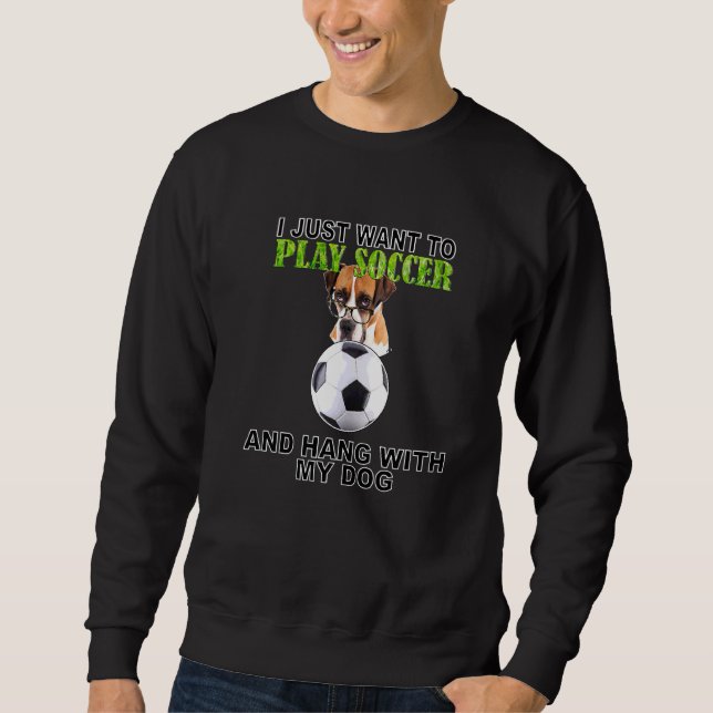 Sweatshirt Jouer Soccer Hang W Chien Boxer W Lunettes (Devant)