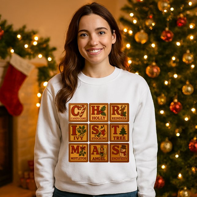 Sweatshirt Jouet de Noël Blocs en bois (Créateur téléchargé)