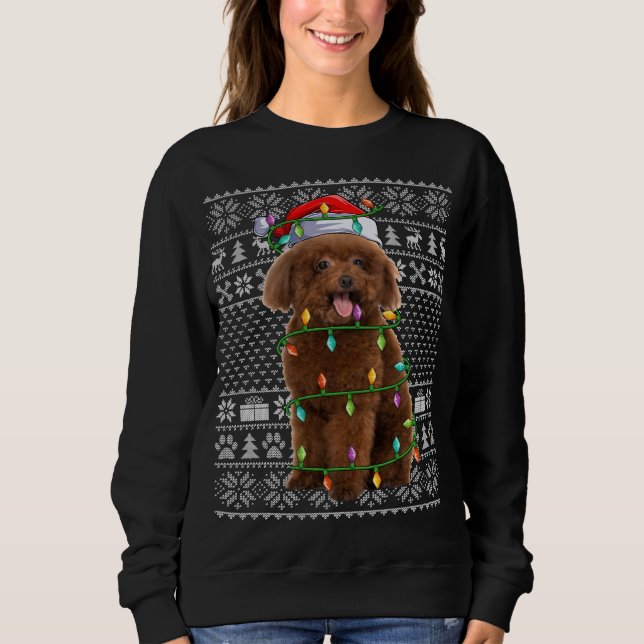Sweatshirt Jouet Poodle Amoureux des chiens Santa Hat Ugly To (Devant)