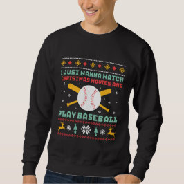 Sweatshirt Joueur de baseball moche de Noël drôle