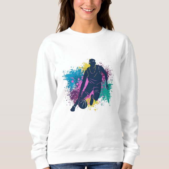 Sweatshirt Joueur de basket-ball Grungy Couleurs Splashes (Devant)