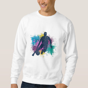 Sweatshirt Joueur de basket-ball Grungy Couleurs Splashes