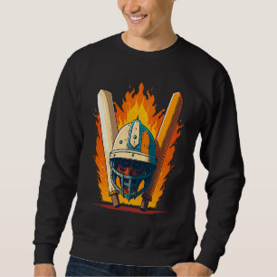Sweatshirt Joueur de cricket avec batte et casque