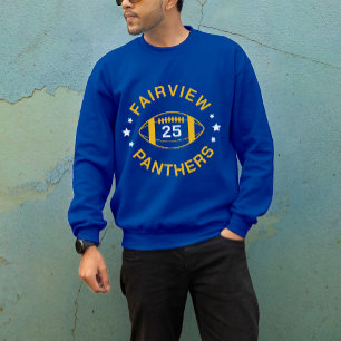 Sweatshirt Joueur de football bleu et or Jersey Numéro
